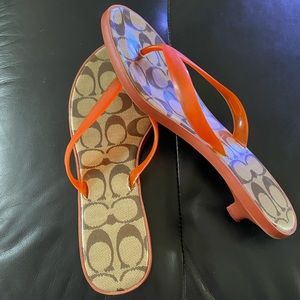 Coach orange sandals, size 9